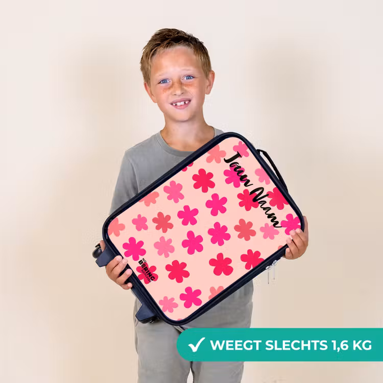 Kinderkoffer met naam - Bloemen - Patroon - Roze — 3