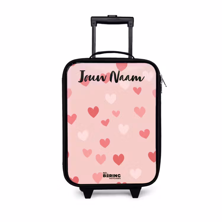 Kinderkoffer met naam - Hartjes - Patroon - Roze — 1