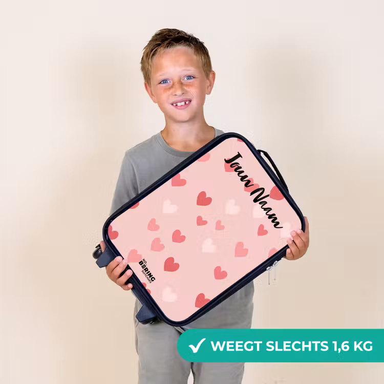 Kinderkoffer met naam - Hartjes - Patroon - Roze — 3
