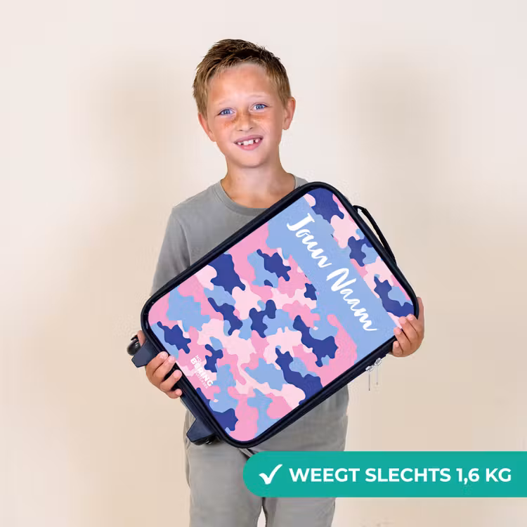 Kinderkoffer met naam - Camouflage - Roze - Blauw — 3