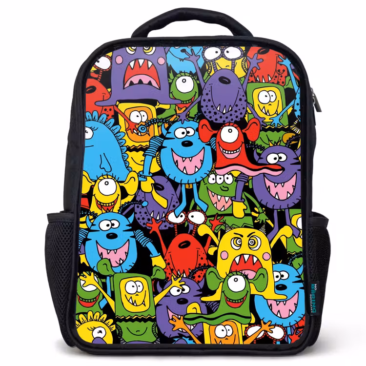 Kinderrugzak - Zwart - Monsters met Felle Kleuren — 1