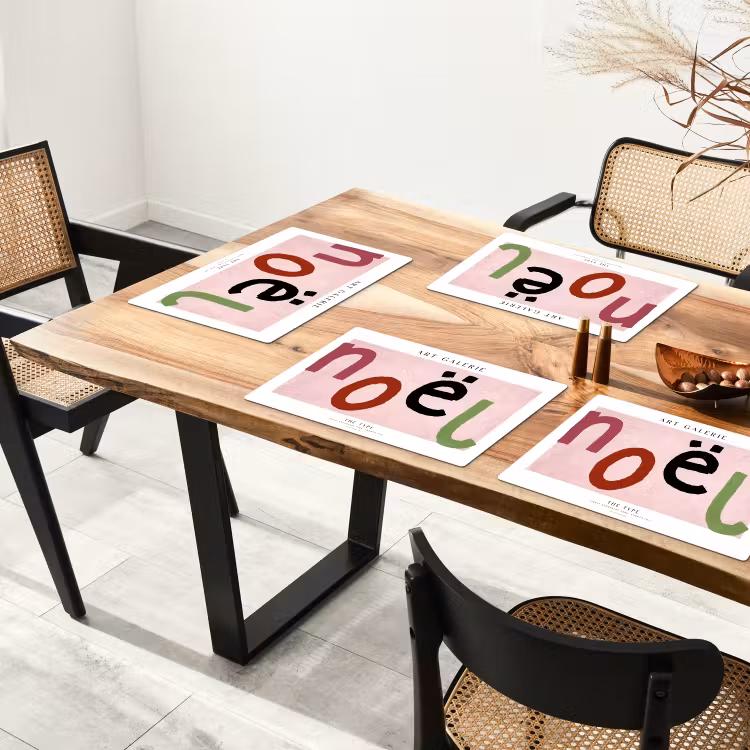Placemat - 6 stuks - Kerstmis - Pastel - Noël - Roze — 4