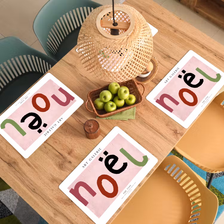 Placemat - 6 stuks - Kerstmis - Pastel - Noël - Roze — 5