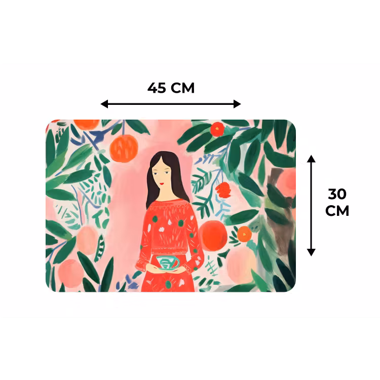 Placemat - 6 stuks - Kerstmis - Vrouw - Planten - Groen - Rood — 2