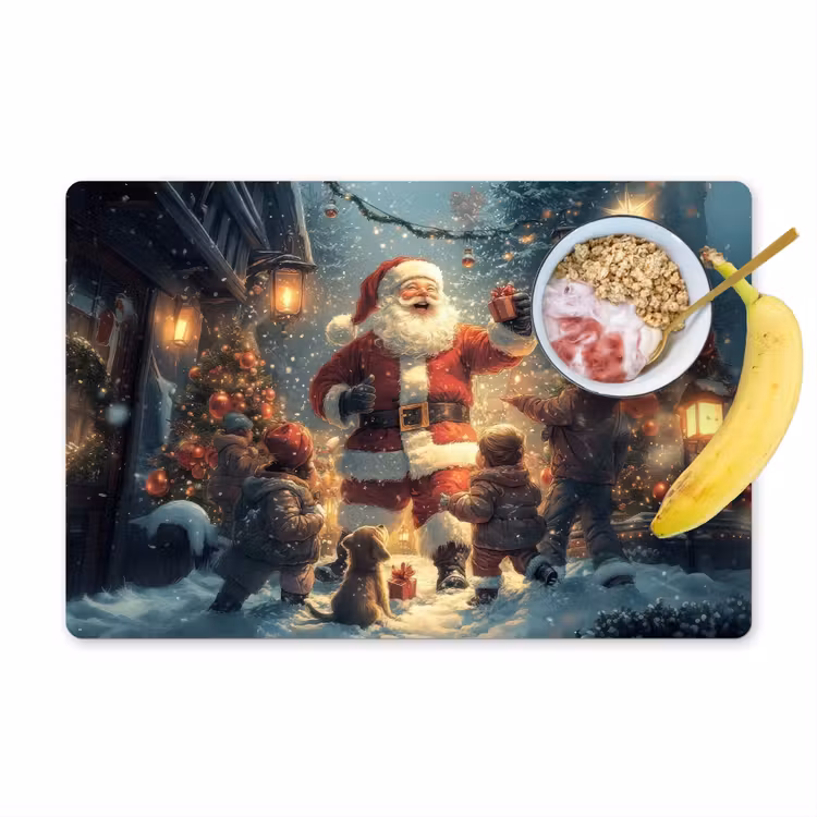 Placemat - 6 stuks - Kerstvreugde - Sneeuw - Kleurrijk — 1