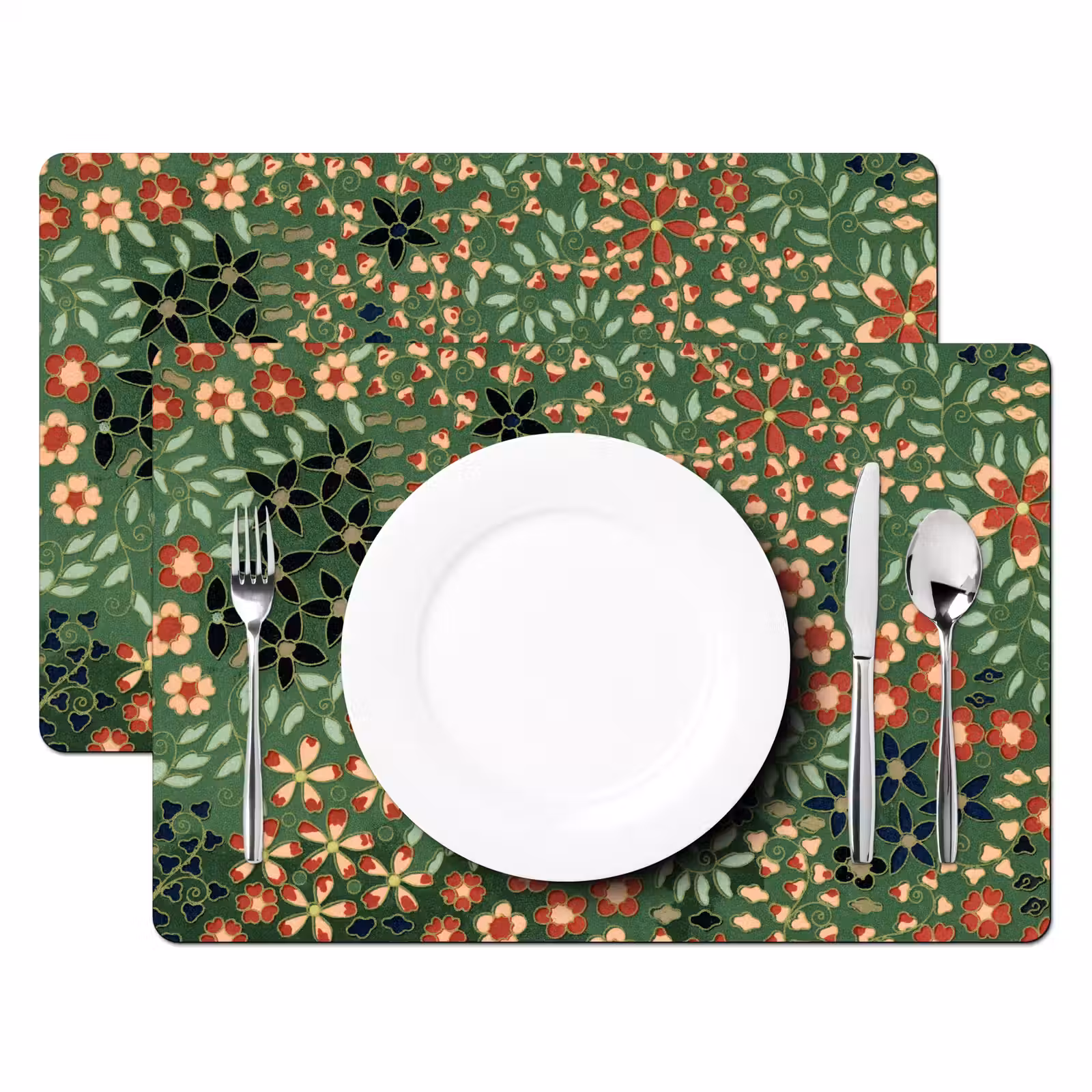 Placemat - 6 stuks - Bloemen - Groen - Kerstmis - Rood - Feestdagen — 1