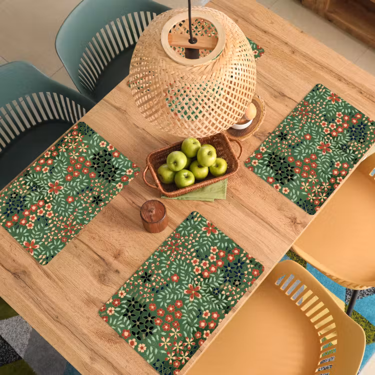 Placemat - 6 stuks - Bloemen - Groen - Kerstmis - Rood - Feestdagen — 5