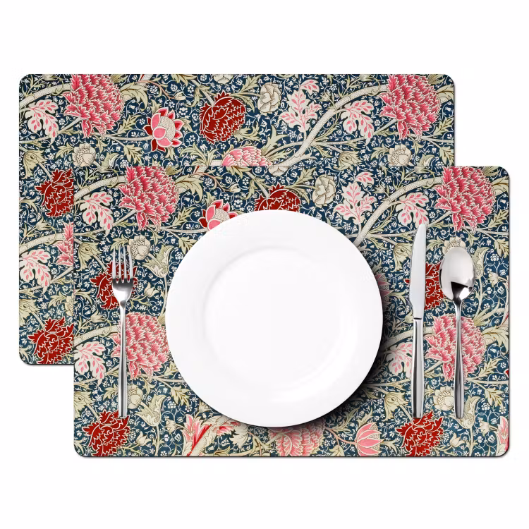 Placemat - 6 stuks - Bloemen - Rood - Kerst - Roze — 1