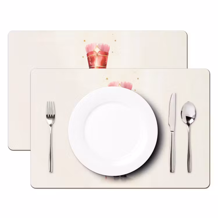 Placemat - 6 stuks - Notenkraker - Kerst - Rood - Watercolor - Feestdagen — 1