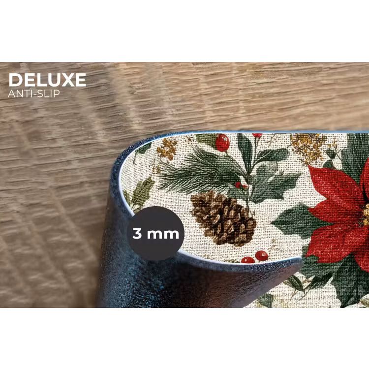 Placemat - 6 stuks - Feestelijk - Textielpatroon - Kerstbloemen - Kleurrijk — 4