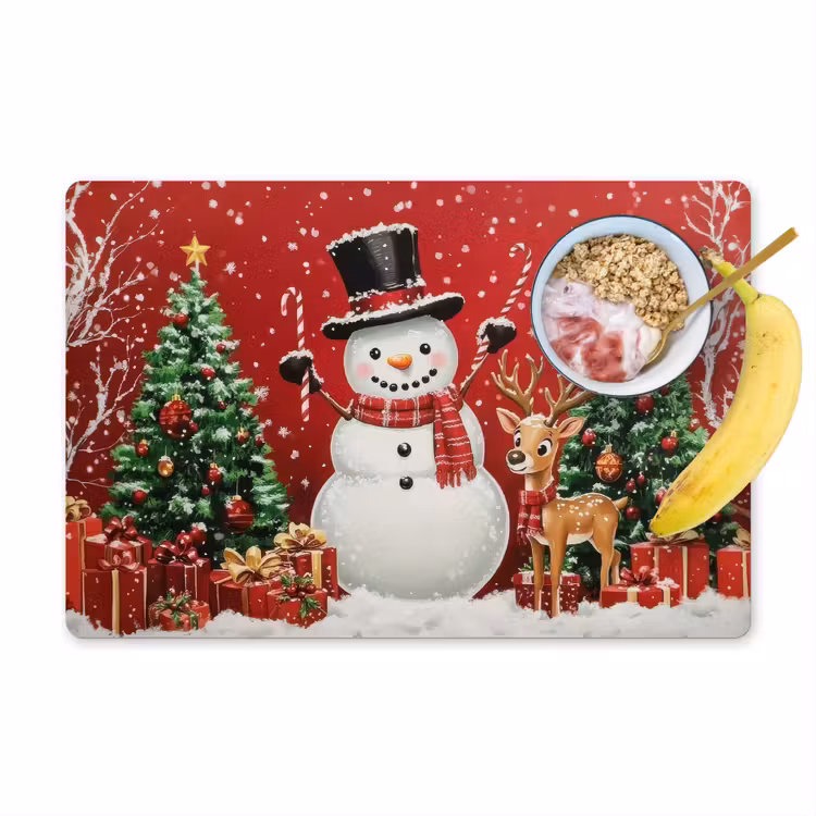 Placemat - 6 stuks - Feestvreugde - Winterbos - Kleurrijk — 1