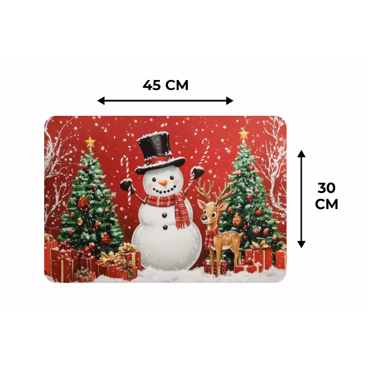 Placemat - 6 stuks - Feestvreugde - Winterbos - Kleurrijk — 3