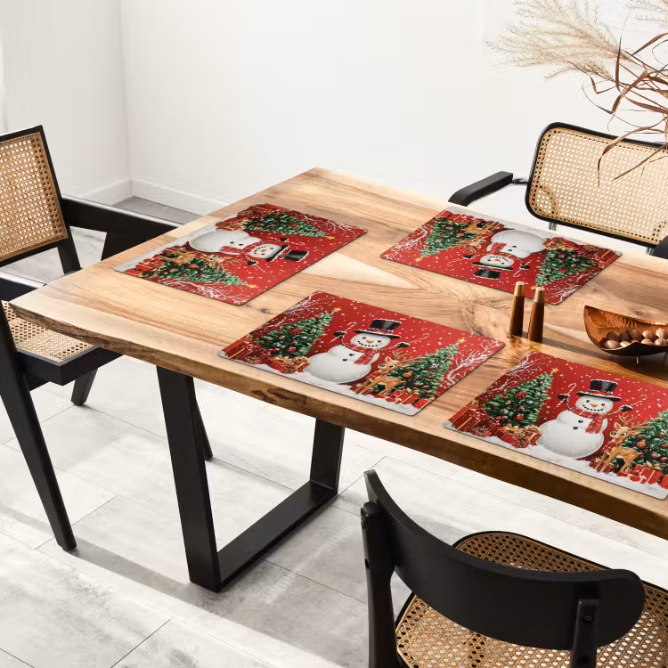 Placemat - 6 stuks - Feestvreugde - Winterbos - Kleurrijk — 5