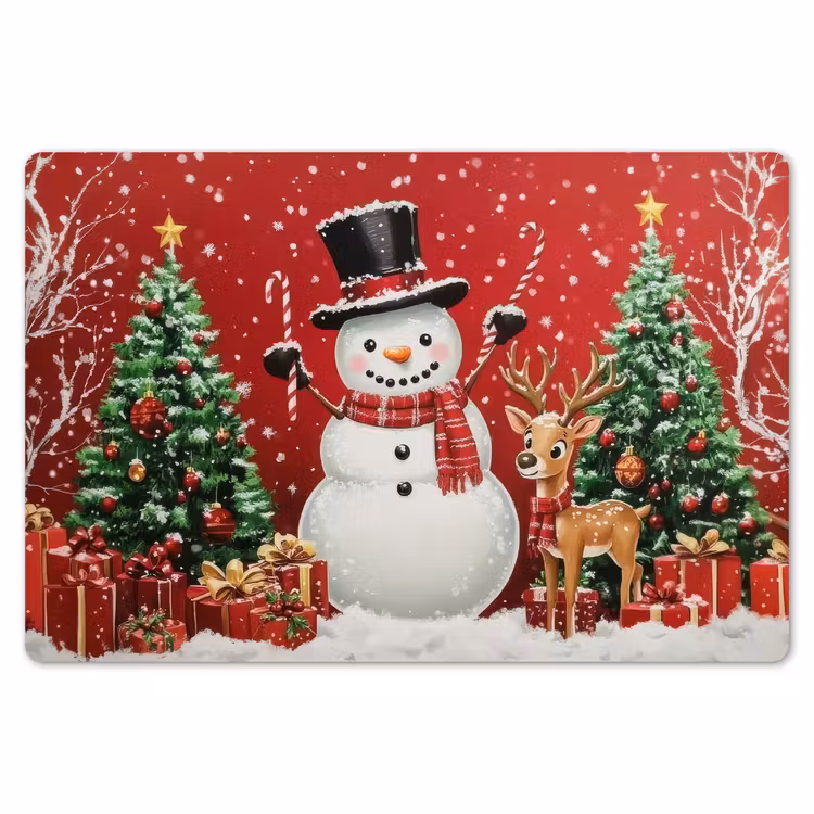 Placemat - 6 stuks - Feestvreugde - Winterbos - Kleurrijk — 7
