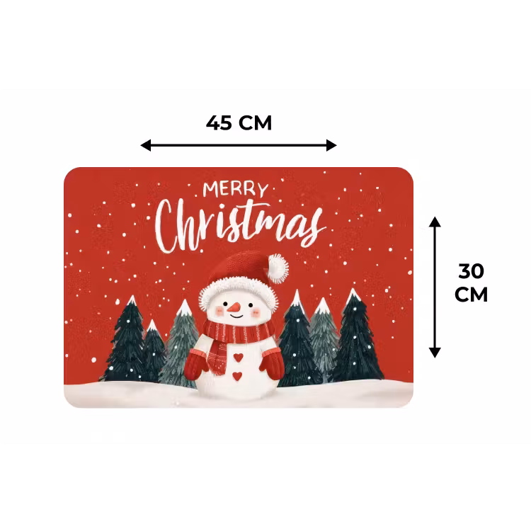 Placemat - 6 stuks - Kerstgroet - Sneeuw - Rood — 3