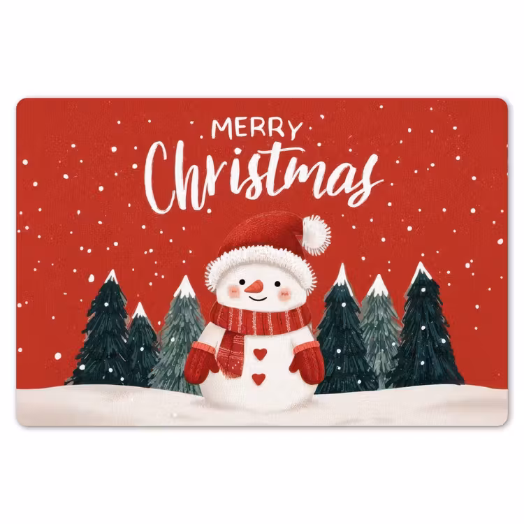 Placemat - 6 stuks - Kerstgroet - Sneeuw - Rood — 7