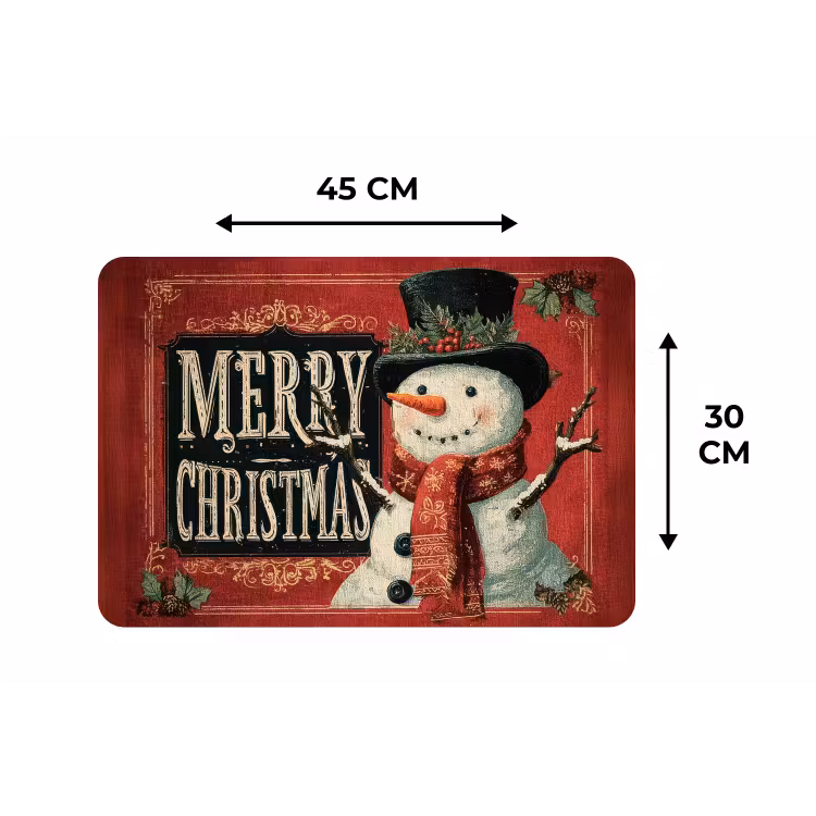 Placemat - 6 stuks - Klassiek - Kerstgroet - Sneeuwpop - Rood — 3