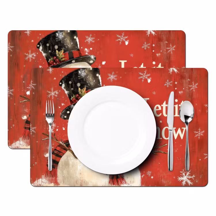 Placemat - 6 stuks - Sneeuwpret - Winter - Sneeuwpop — 2