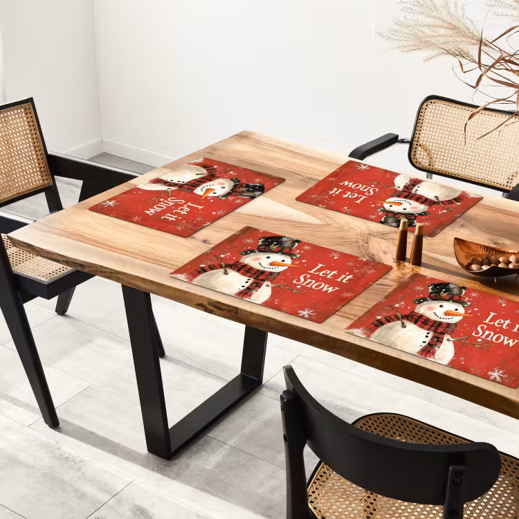 Placemat - 6 stuks - Sneeuwpret - Winter - Sneeuwpop — 5