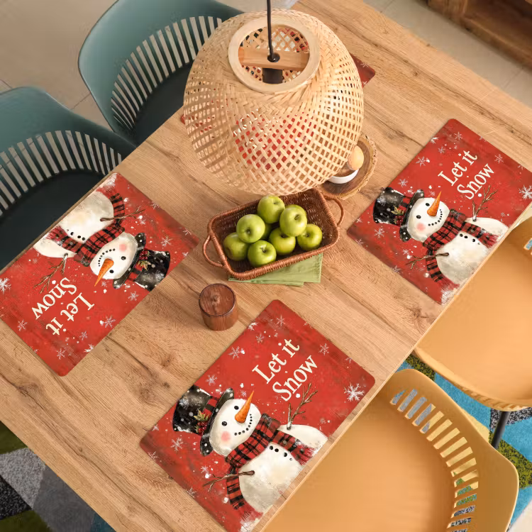 Placemat - 6 stuks - Sneeuwpret - Winter - Sneeuwpop — 6