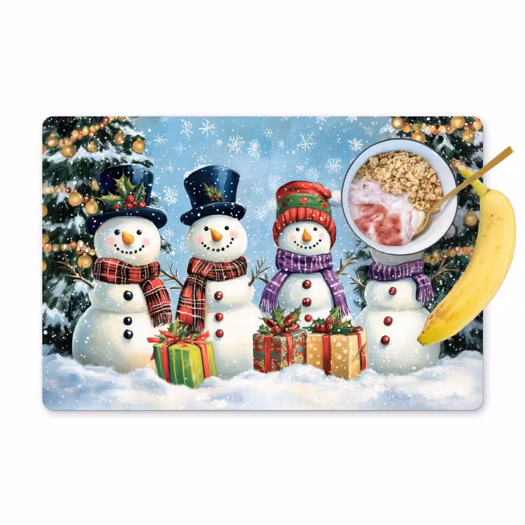 Placemat - 6 stuks - Vrolijk - Sneeuw - Kleurrijk — 1