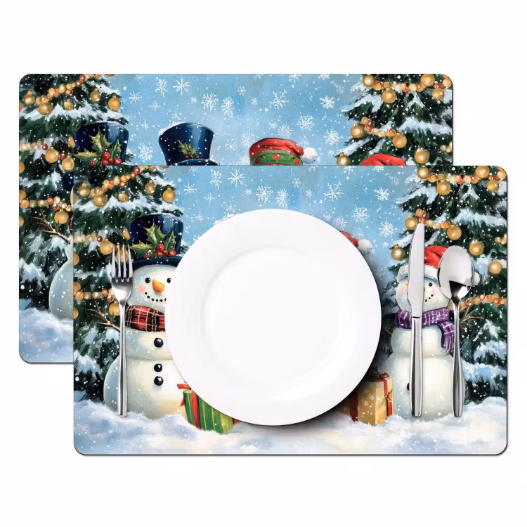 Placemat - 6 stuks - Vrolijk - Sneeuw - Kleurrijk — 2