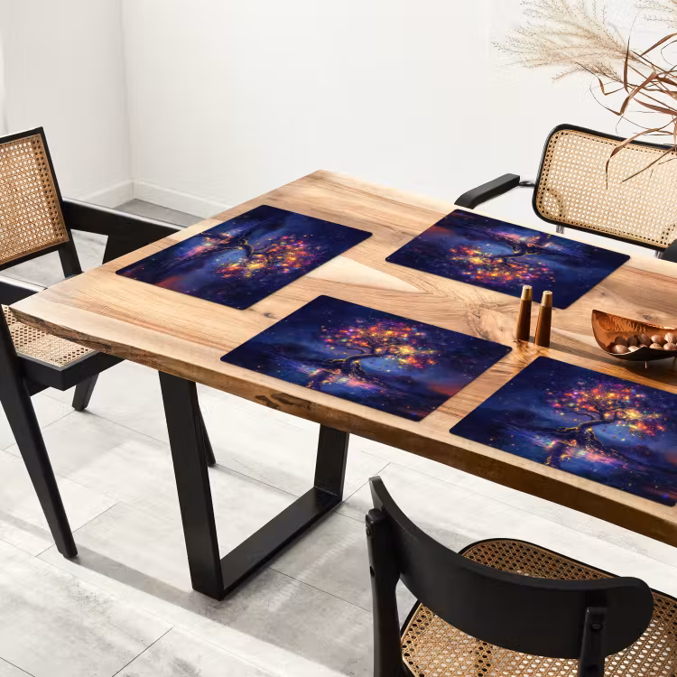 Placemat - 6 stuks - Kosmisch - lichtboom - Kerst - Kleurrijk — 5