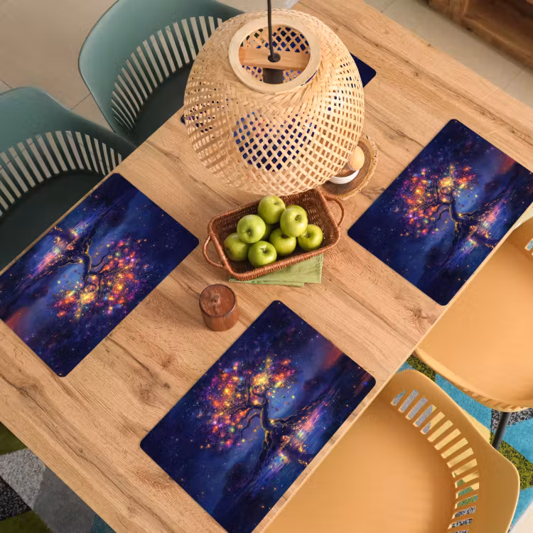 Placemat - 6 stuks - Kosmisch - lichtboom - Kerst - Kleurrijk — 6