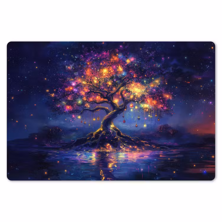 Placemat - 6 stuks - Kosmisch - lichtboom - Kerst - Kleurrijk — 7