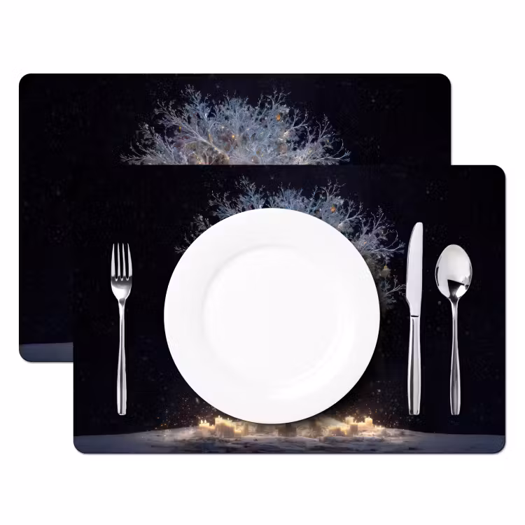 Placemat - 6 stuks - Sneeuwboom - Lichtjes - Wit - Kleurrijk — 2