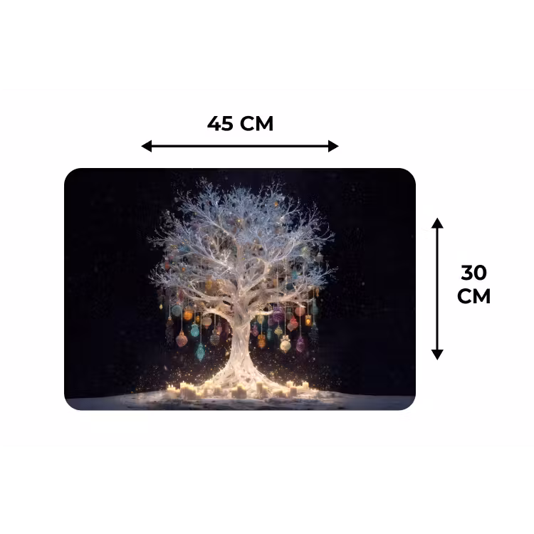 Placemat - 6 stuks - Sneeuwboom - Lichtjes - Wit - Kleurrijk — 3