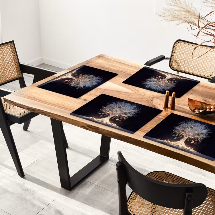 Placemat - 6 stuks - Sneeuwboom - Lichtjes - Wit - Kleurrijk — 5