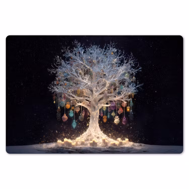 Placemat - 6 stuks - Sneeuwboom - Lichtjes - Wit - Kleurrijk — 7