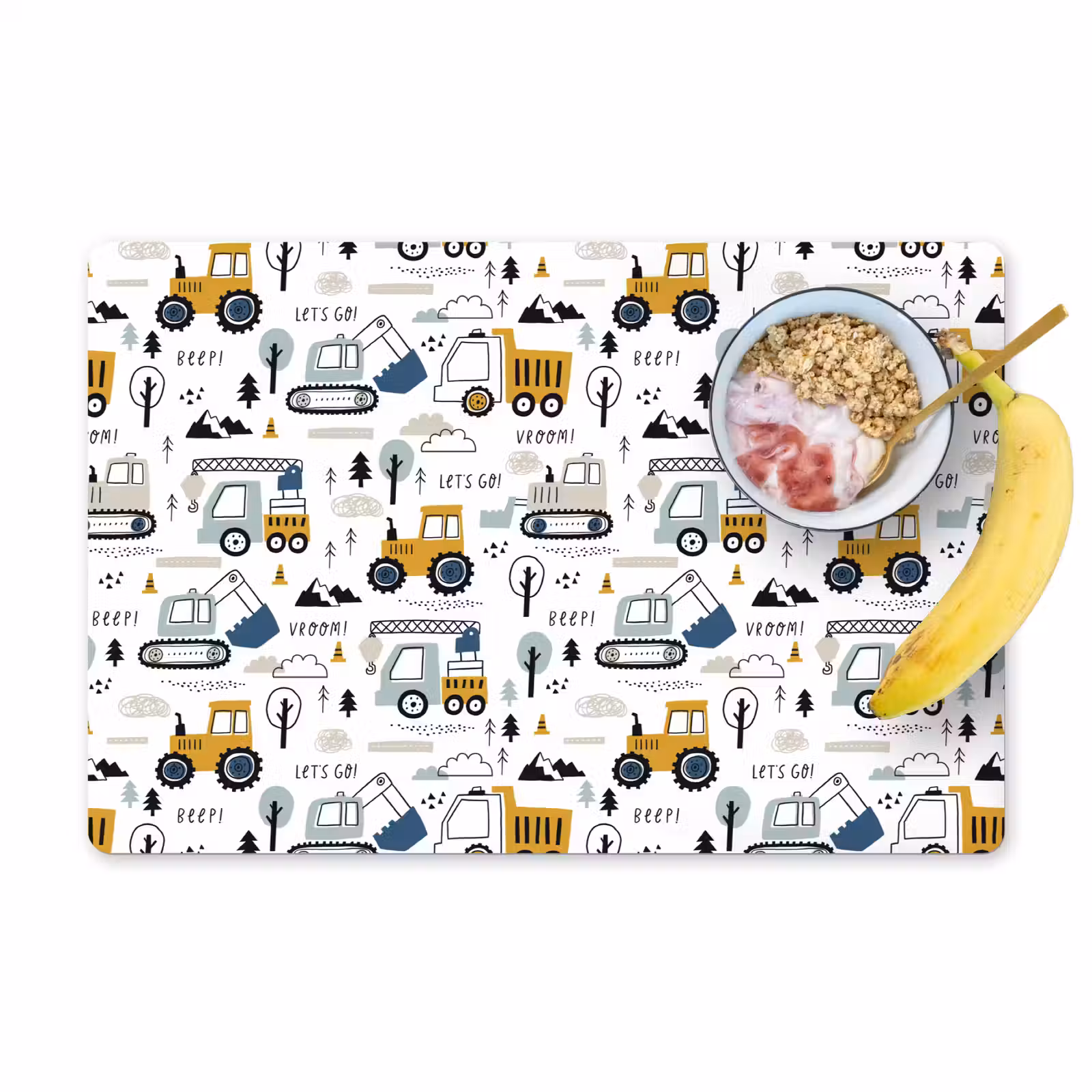 Placemat - 6 stuks - Voertuigen - Kinderen - Graafmachine - Tractor — 1