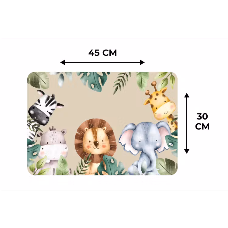 Placemat - 6 stuks - Dieren - Kinderen - Bladeren - Watercolor — 3