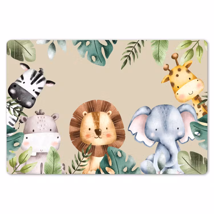Placemat - 6 stuks - Dieren - Kinderen - Bladeren - Watercolor — 7