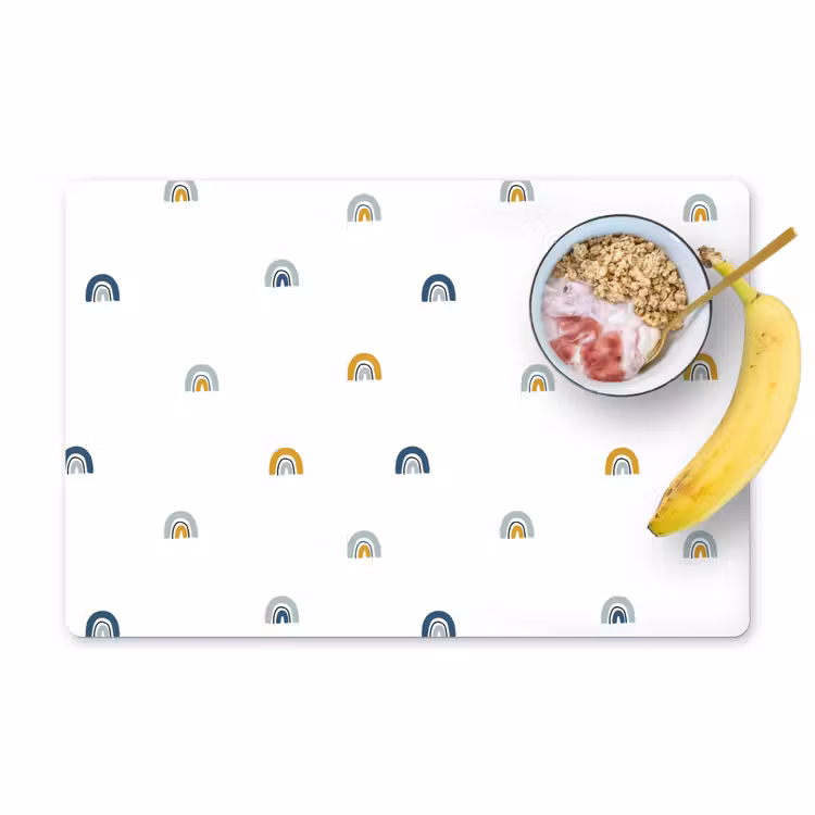 Placemat - 6 stuks - Regenboog - Pastel - Blauw - Patroon — 1