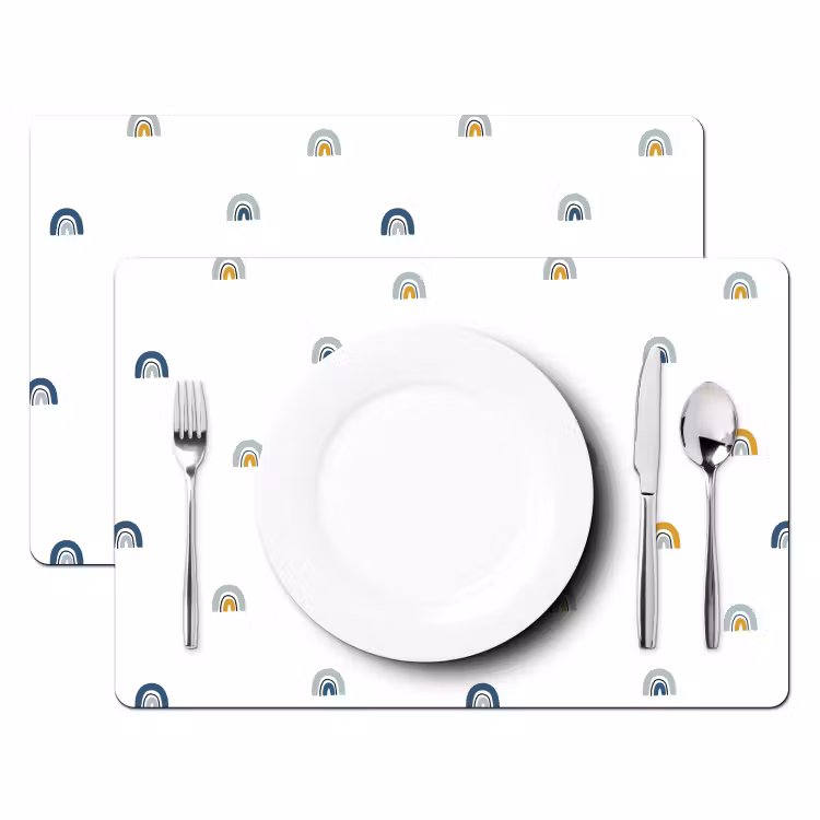 Placemat - 6 stuks - Regenboog - Pastel - Blauw - Patroon — 2