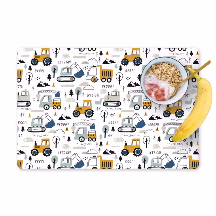 Placemat - 6 stuks - Voertuigen - Kinderen - Graafmachine - Tractor — 1