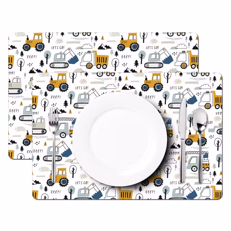 Placemat - 6 stuks - Voertuigen - Kinderen - Graafmachine - Tractor — 2