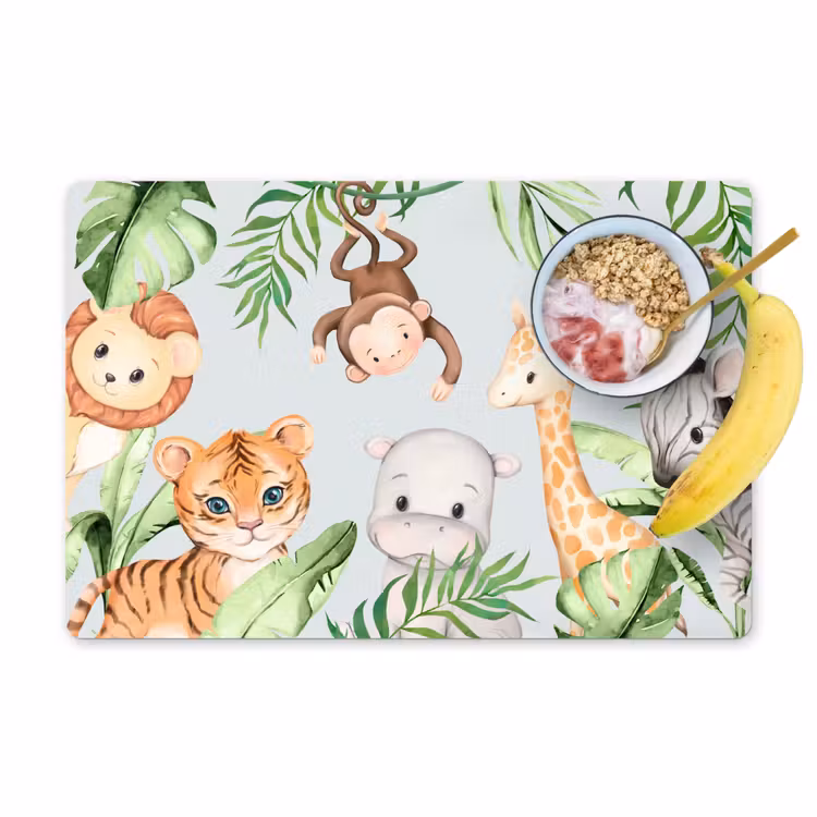 Placemat - 6 stuks - Watercolor - Dieren - Kinderen - Planten — 1