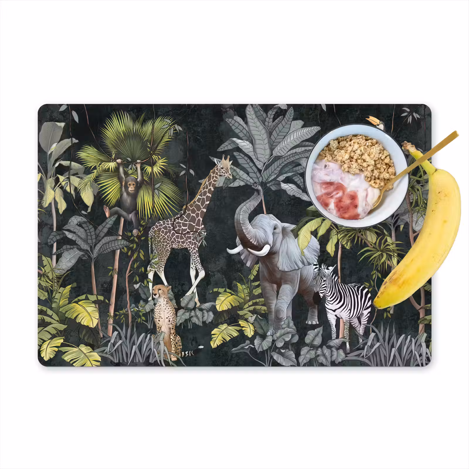 Placemat - 6 stuks - Jungle - Dieren - Wit - Natuur - Kind — 1