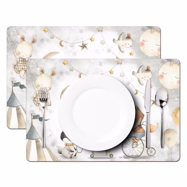 Placemat - 6 stuks - Bosdieren - Watercolor - Kinderen - Baby - Sterren — 2
