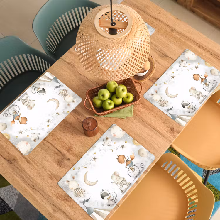 Placemat - 6 stuks - Bosdieren - Watercolor - Kinderen - Baby - Sterren — 6