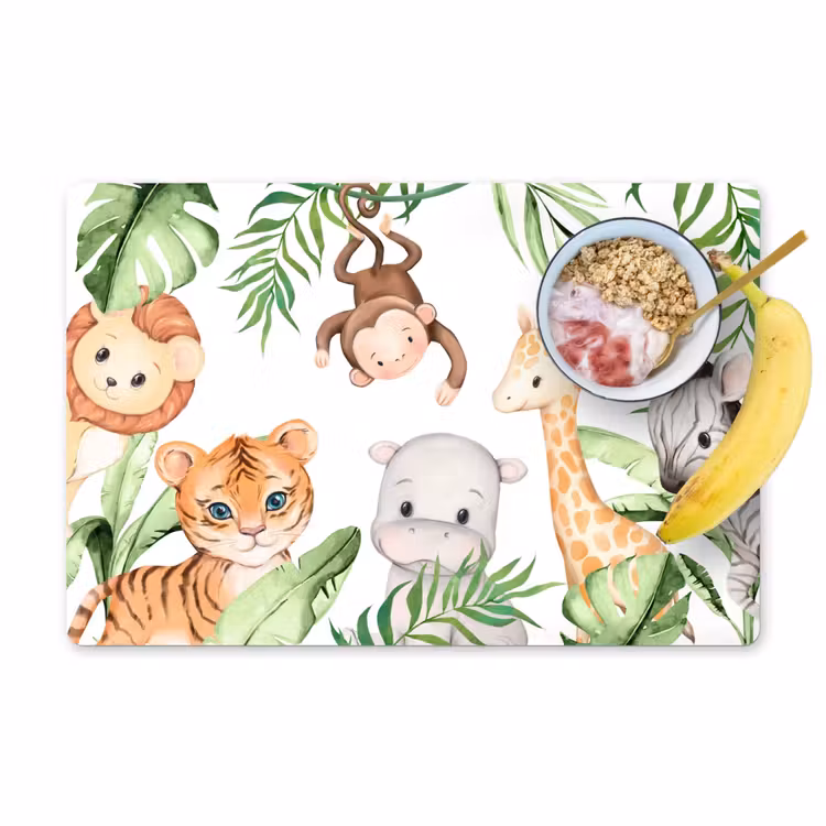 Placemat - 6 stuks - Dieren - Jungle - Kind - Watercolor — 1