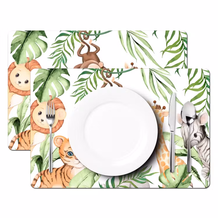 Placemat - 6 stuks - Dieren - Jungle - Kind - Watercolor — 2