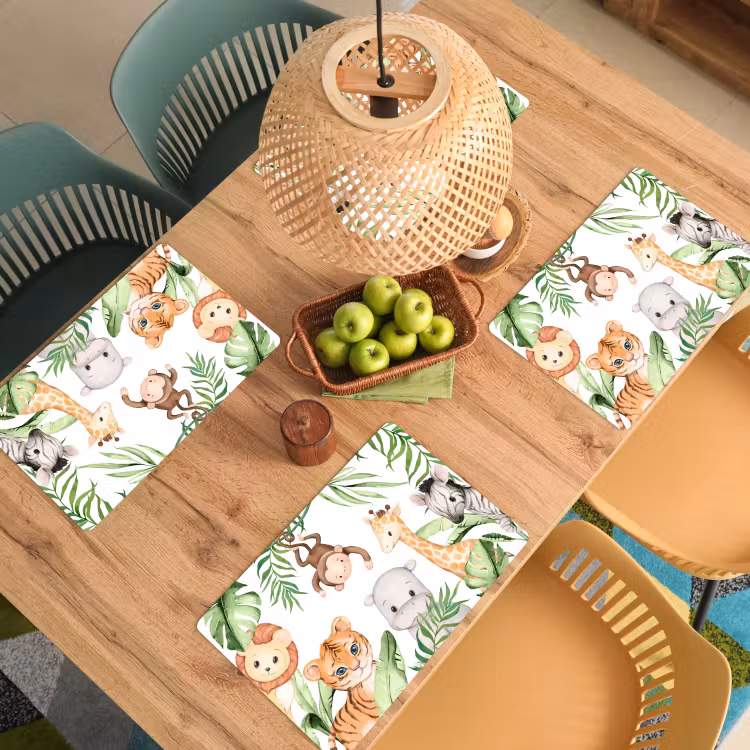 Placemat - 6 stuks - Dieren - Jungle - Kind - Watercolor — 6