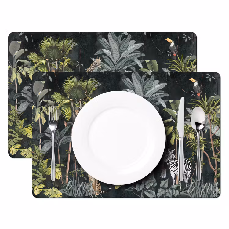 Placemat - 6 stuks - Jungle - Dieren - Wit - Natuur - Kind — 2