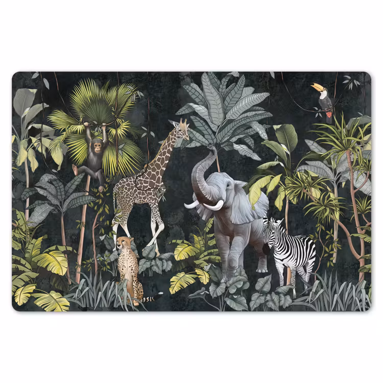 Placemat - 6 stuks - Jungle - Dieren - Wit - Natuur - Kind — 7