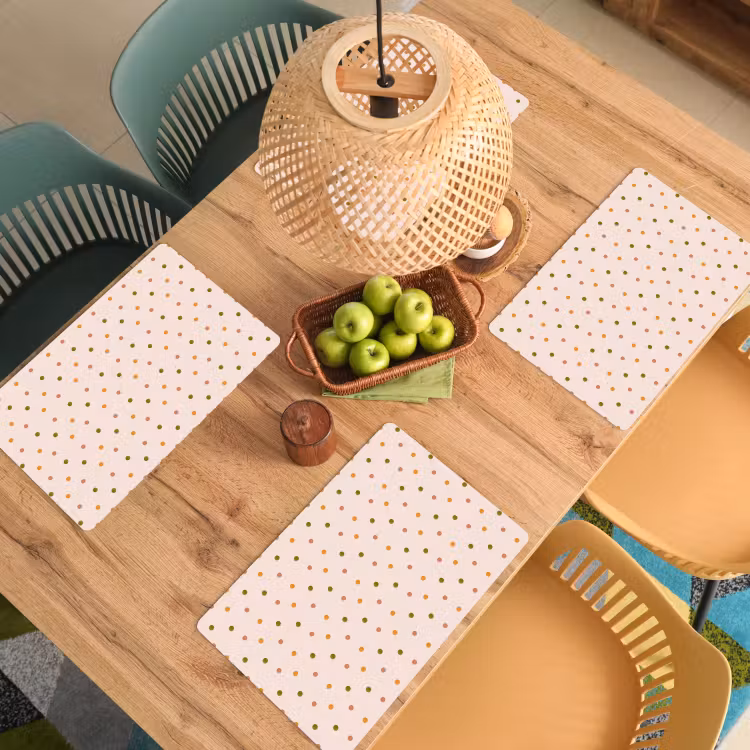 Placemat - 6 stuks - Stippen - Beige - Patronen - Kind — 6